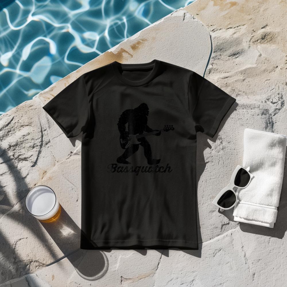 Bigfoot Bass Player Guitar Sasquatch Bassist Music Guitarist T-Shirt
