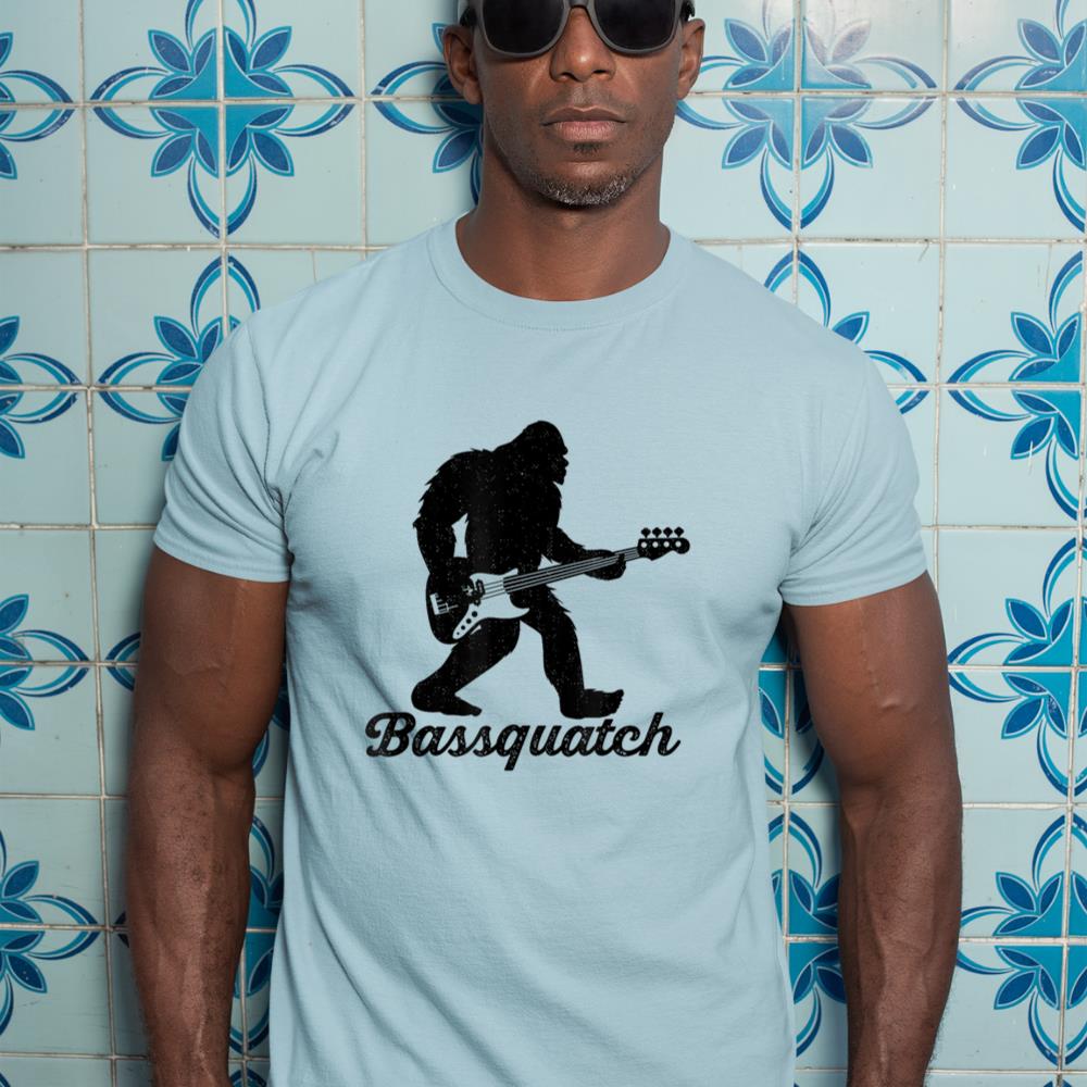 Bigfoot Bass Player Guitar Sasquatch Bassist Music Guitarist T-Shirt