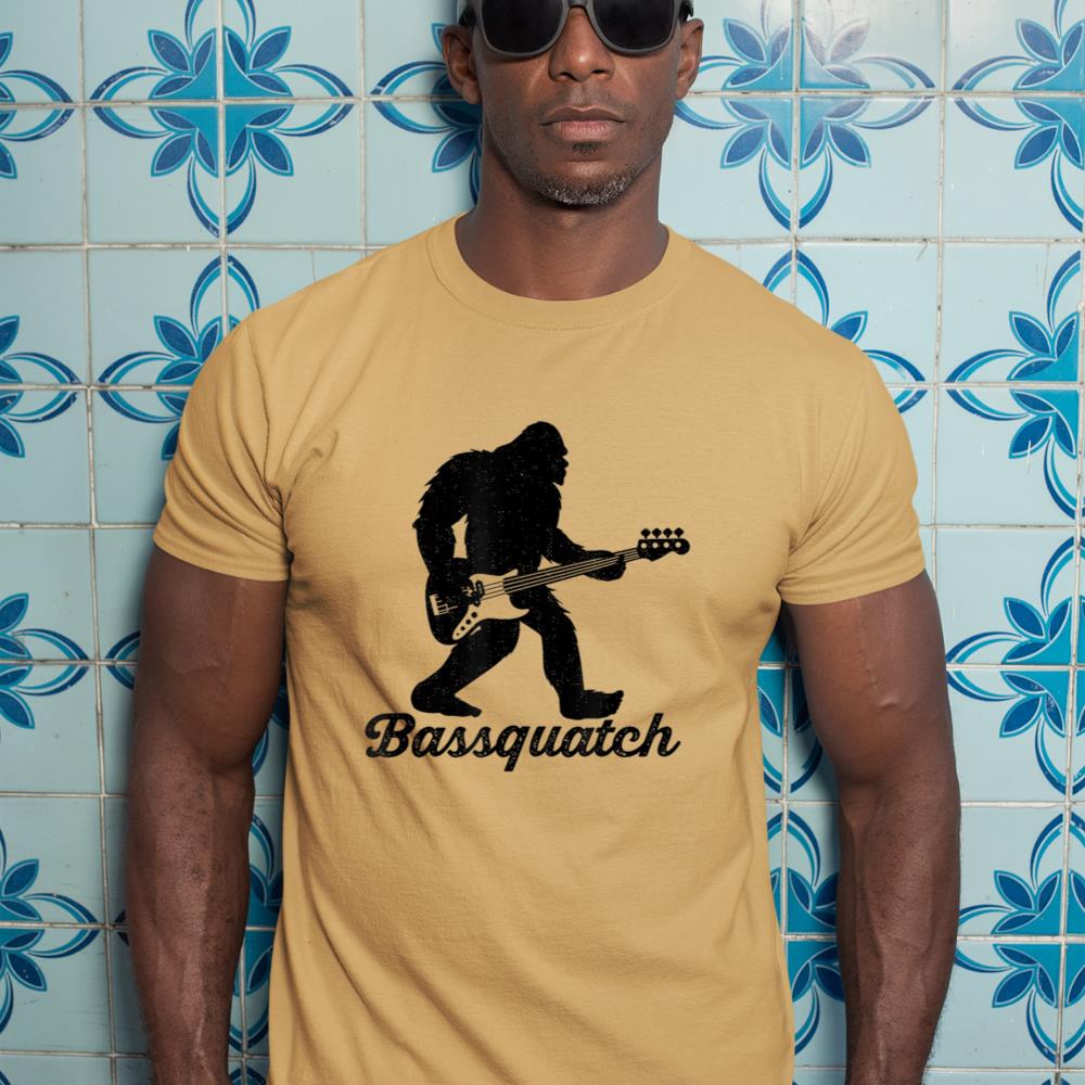 Bigfoot Bass Player Guitar Sasquatch Bassist Music Guitarist T-Shirt