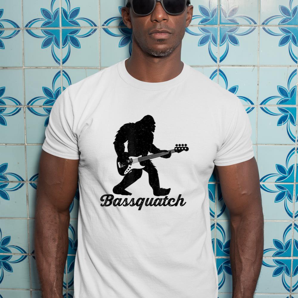 Bigfoot Bass Player Guitar Sasquatch Bassist Music Guitarist T-Shirt