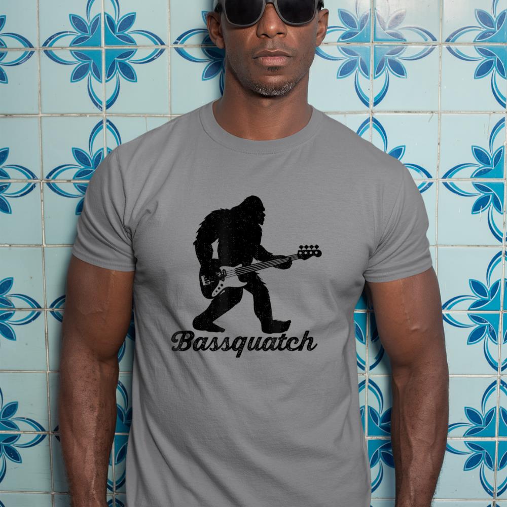 Bigfoot Bass Player Guitar Sasquatch Bassist Music Guitarist T-Shirt
