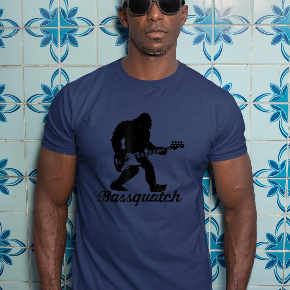 Bigfoot Bass Player Guitar Sasquatch Bassist Music Guitarist T-Shirt