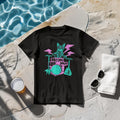 Cat Playing Drums Abstract Retro Style Graphic T-Shirt