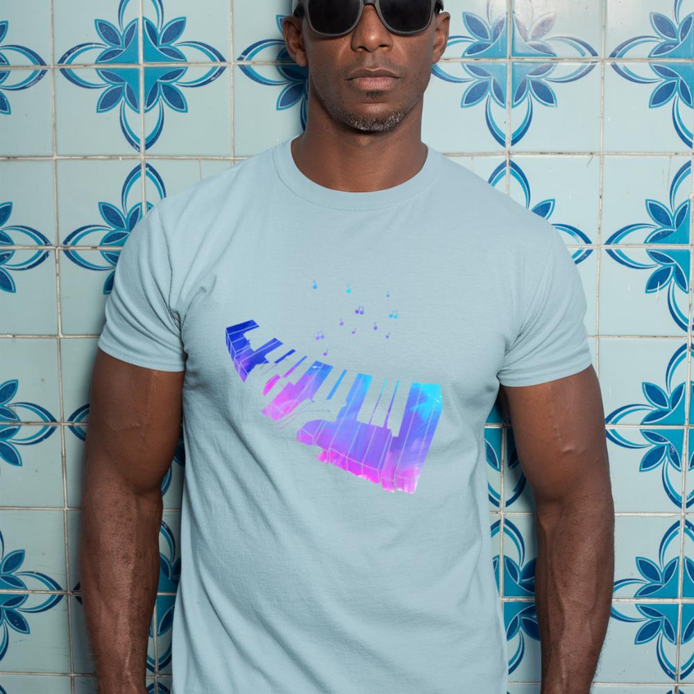 Colorful Piano Keyboard Music Notes Pianist Musician Piano T-Shirt