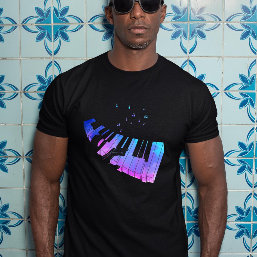 Colorful Piano Keyboard Music Notes Pianist Musician Piano T-Shirt