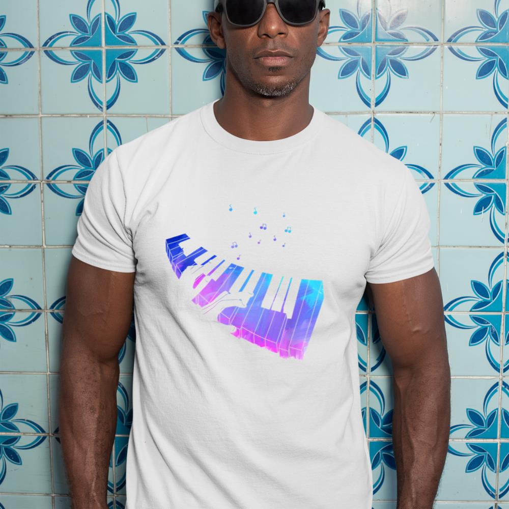 Colorful Piano Keyboard Music Notes Pianist Musician Piano T-Shirt