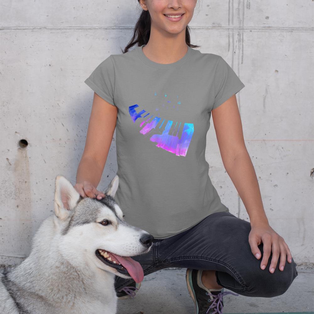 Colorful Piano Keyboard Music Notes Pianist Musician Piano T-Shirt