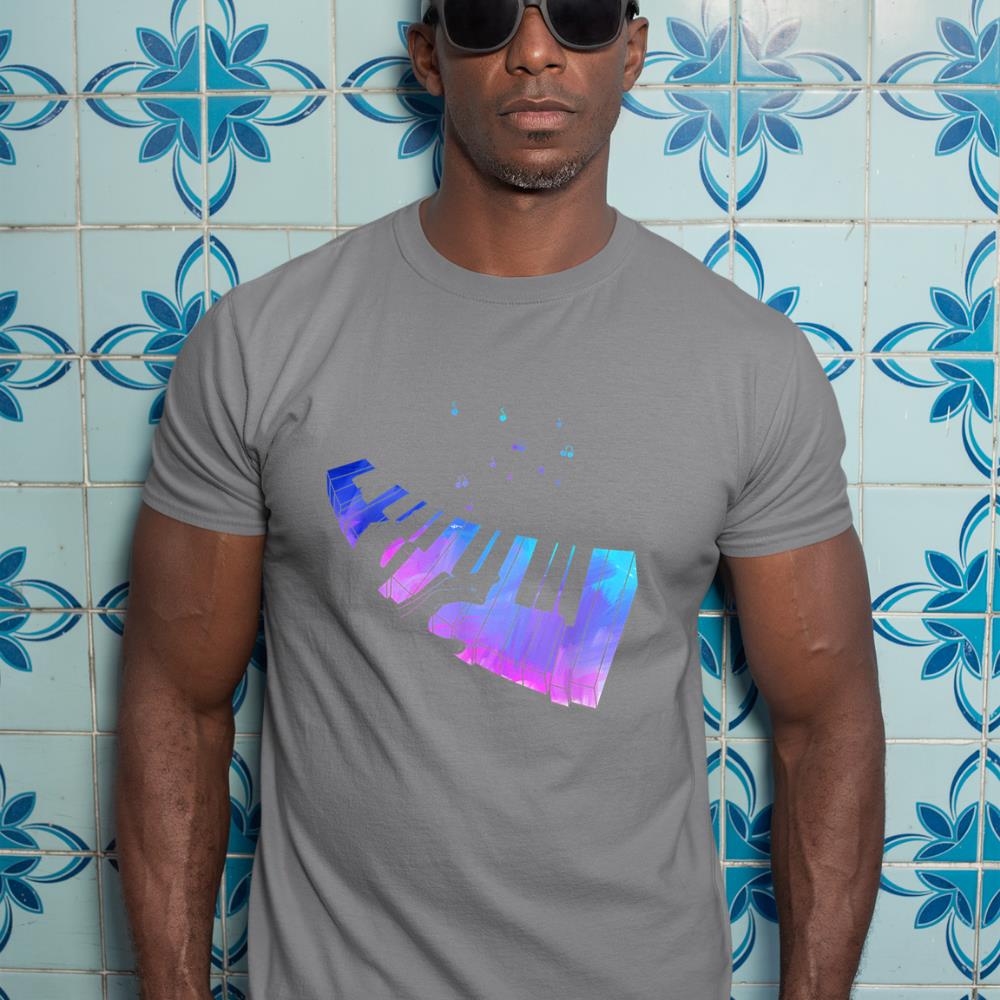 Colorful Piano Keyboard Music Notes Pianist Musician Piano T-Shirt