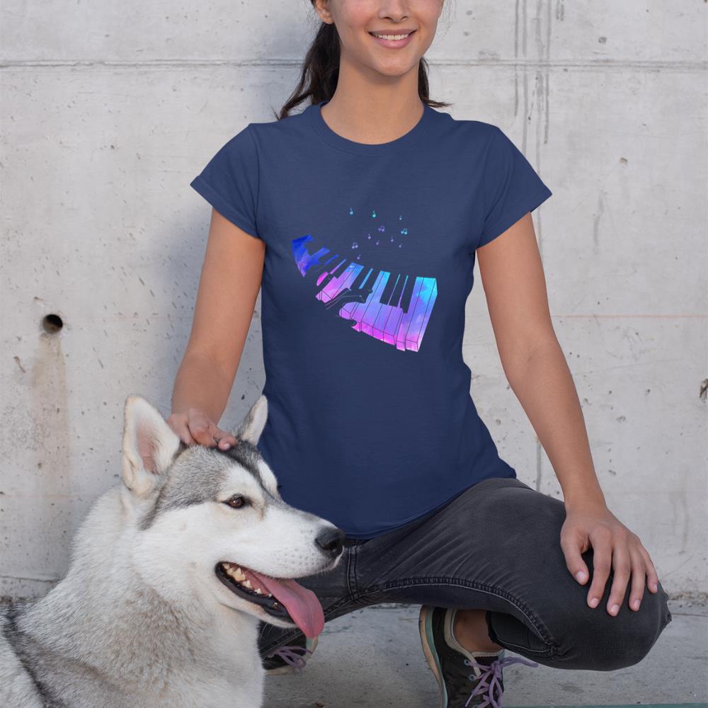 Colorful Piano Keyboard Music Notes Pianist Musician Piano T-Shirt