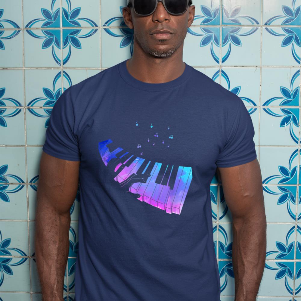 Colorful Piano Keyboard Music Notes Pianist Musician Piano T-Shirt