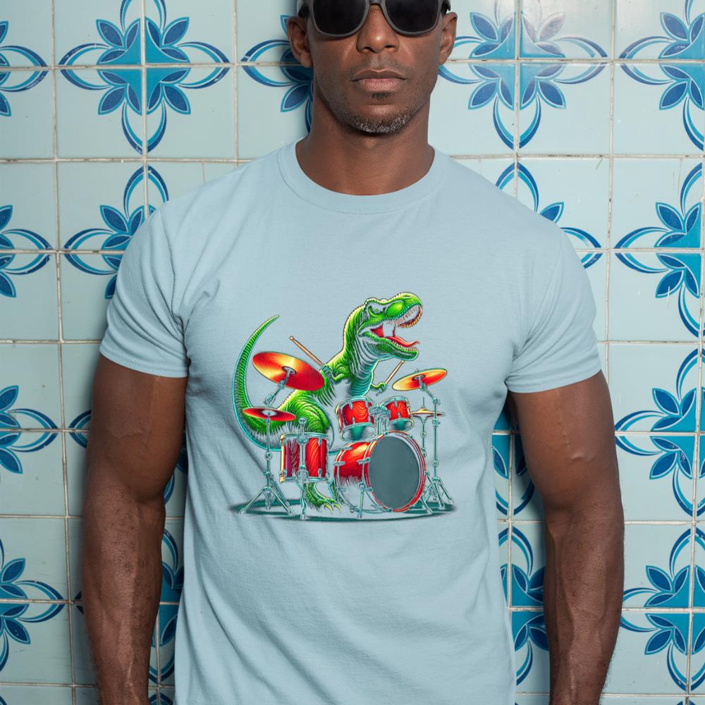 Cool Dinosaur Drummer - Boys Girls Kids Drummers T-Shirt