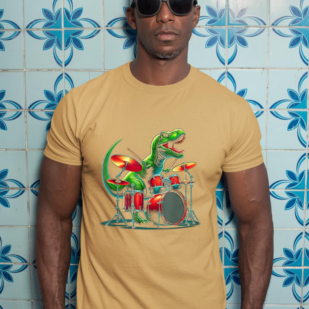 Cool Dinosaur Drummer - Boys Girls Kids Drummers T-Shirt