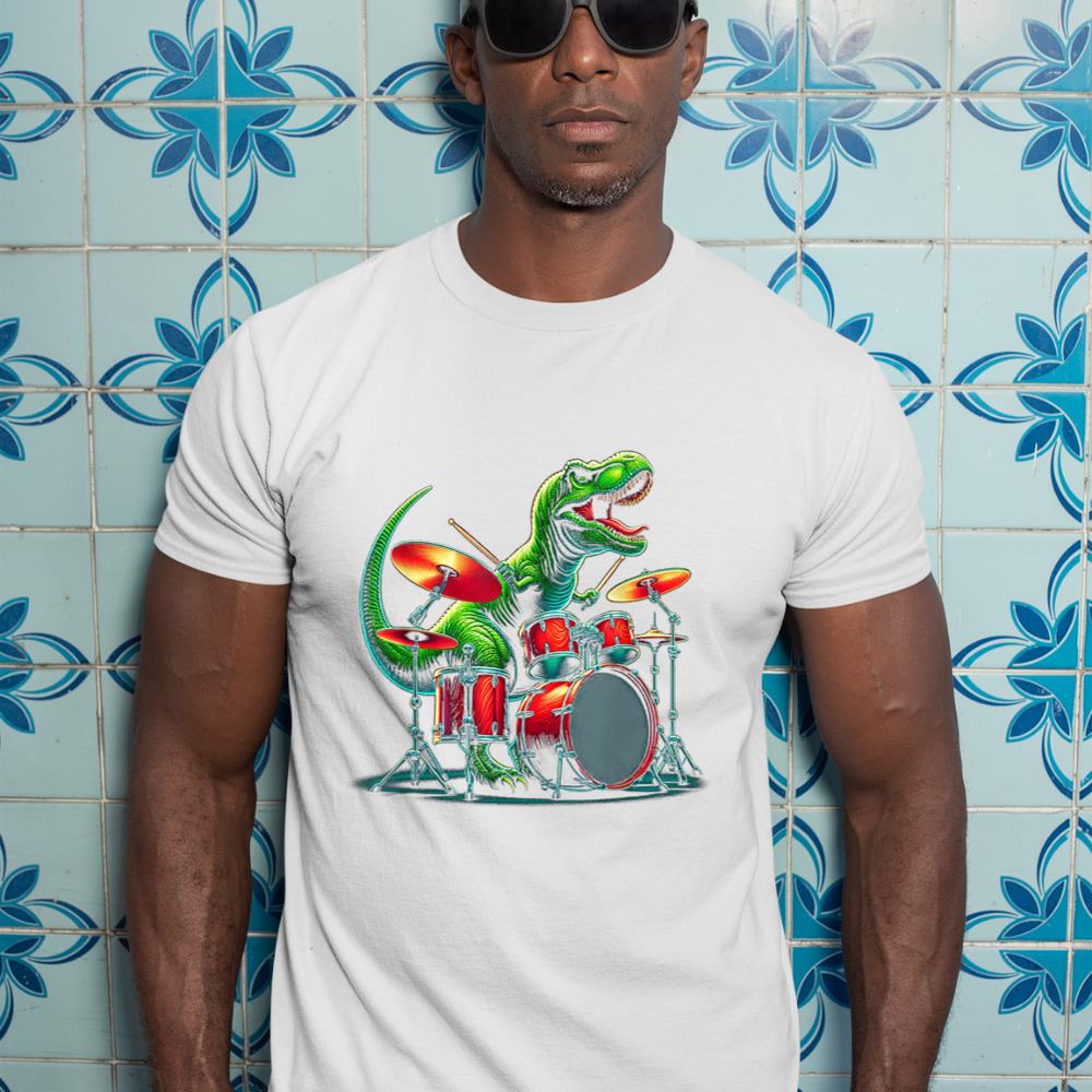 Cool Dinosaur Drummer - Boys Girls Kids Drummers T-Shirt