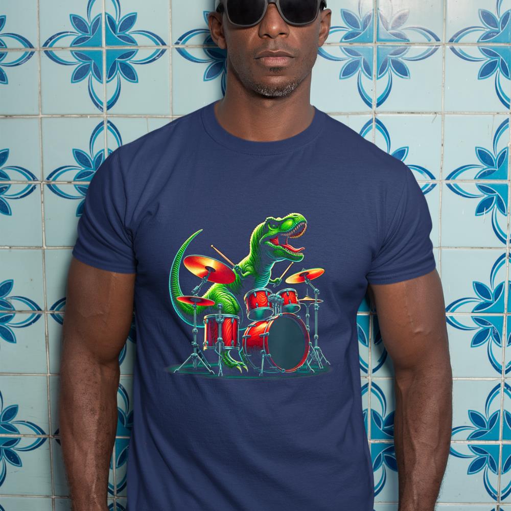 Cool Dinosaur Drummer - Boys Girls Kids Drummers T-Shirt
