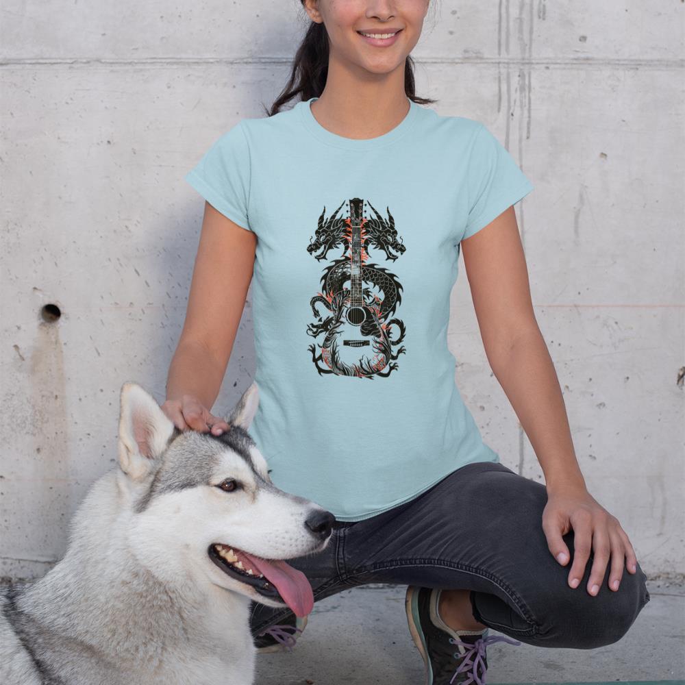 Dragon Guitar Fusion Art Music Lover Design T-Shirt