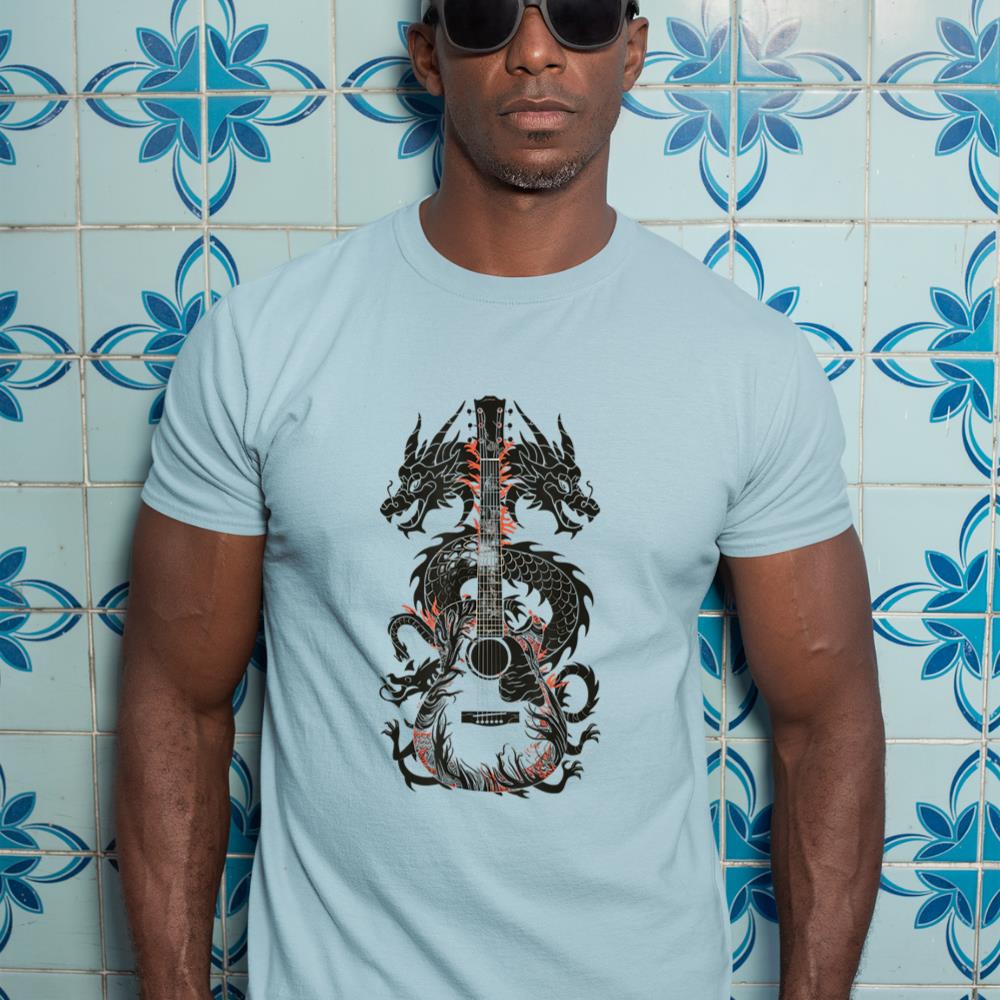 Dragon Guitar Fusion Art Music Lover Design T-Shirt