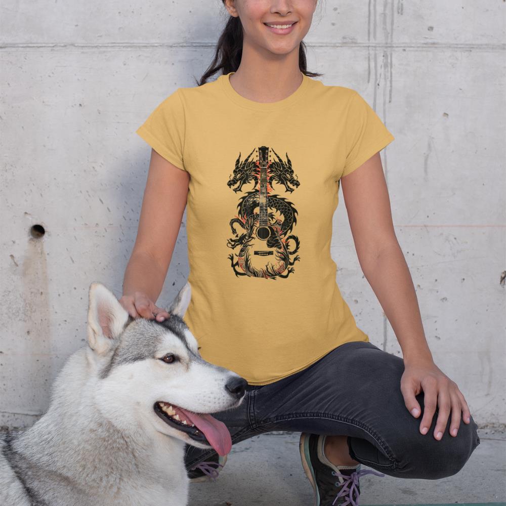 Dragon Guitar Fusion Art Music Lover Design T-Shirt