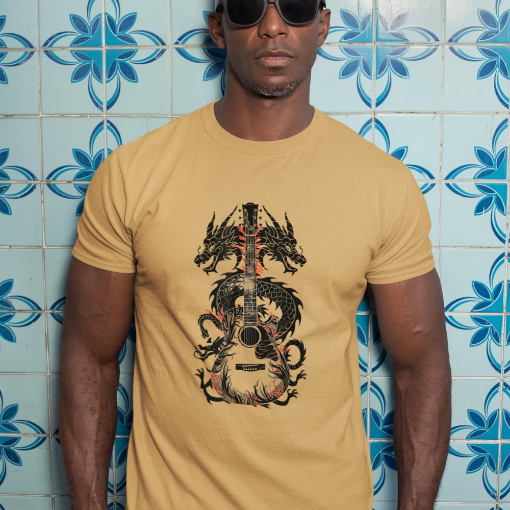 Dragon Guitar Fusion Art Music Lover Design T-Shirt