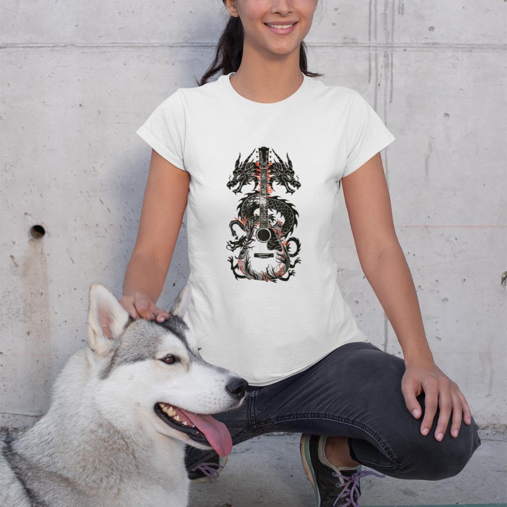 Dragon Guitar Fusion Art Music Lover Design T-Shirt