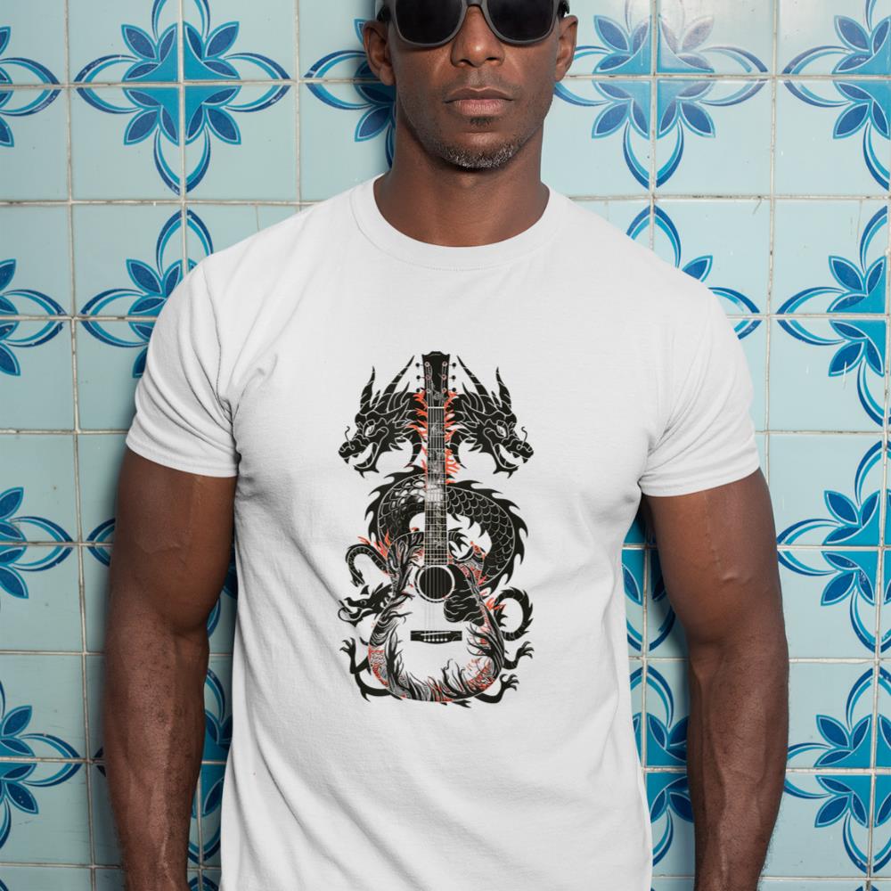 Dragon Guitar Fusion Art Music Lover Design T-Shirt