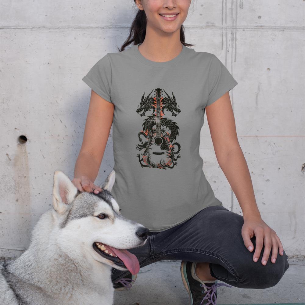 Dragon Guitar Fusion Art Music Lover Design T-Shirt