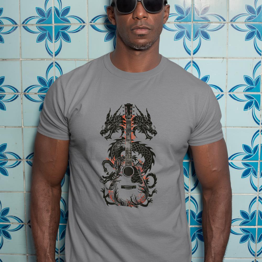 Dragon Guitar Fusion Art Music Lover Design T-Shirt