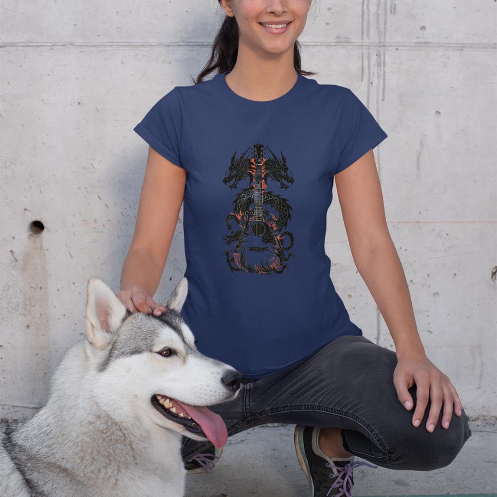 Dragon Guitar Fusion Art Music Lover Design T-Shirt
