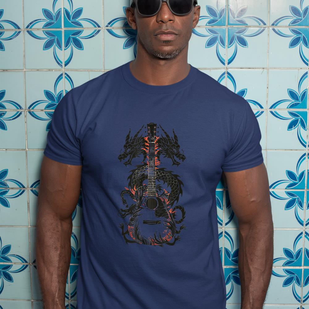 Dragon Guitar Fusion Art Music Lover Design T-Shirt