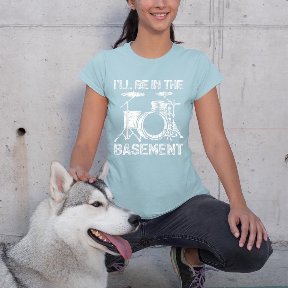 Drum Set Drummer I'll Be In The Basement Drum Player T-Shirt