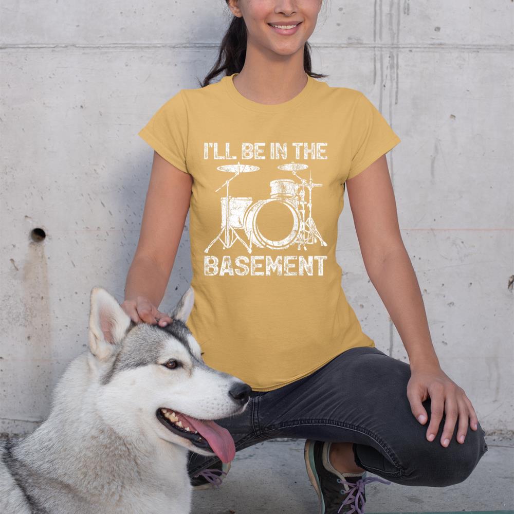 Drum Set Drummer I'll Be In The Basement Drum Player T-Shirt