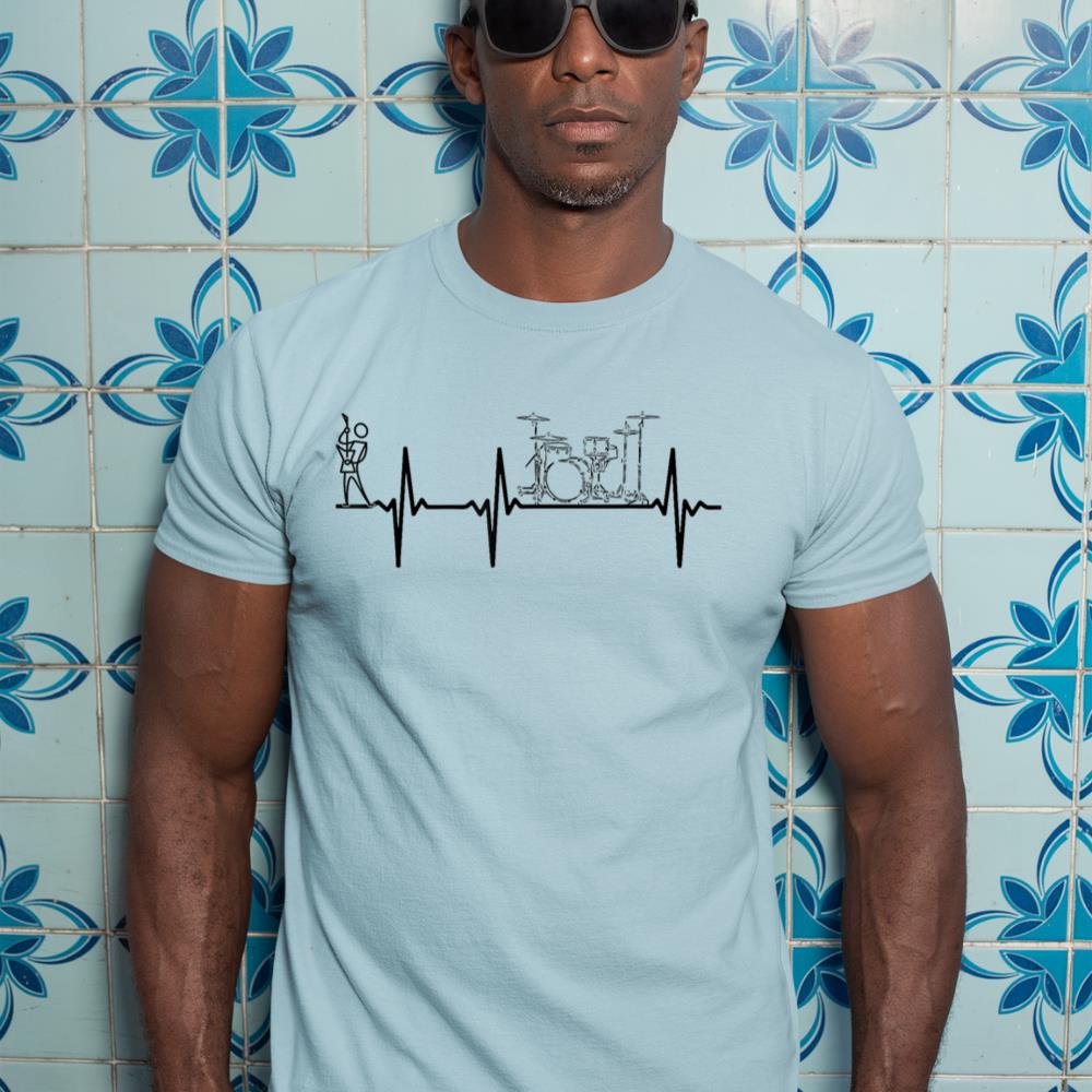 Drum Set Heartbeat Guitar Musician Drum Player Guitar Player T-Shirt