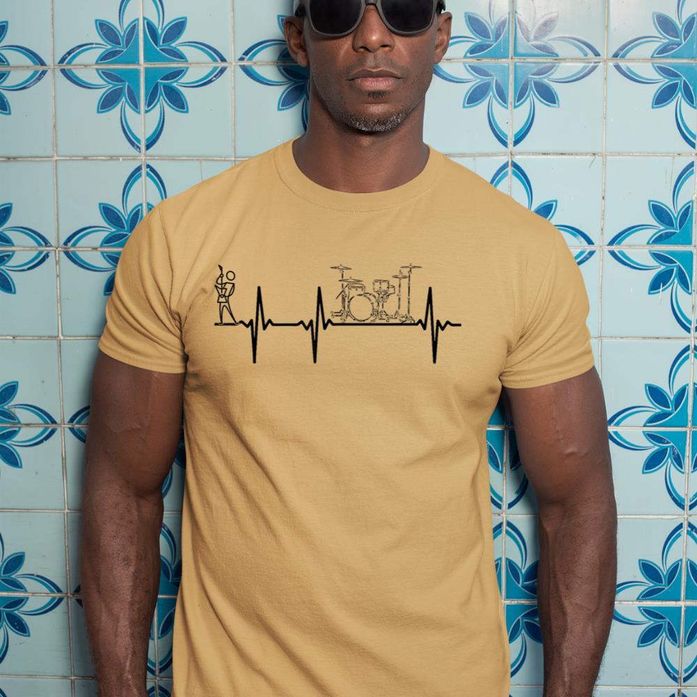 Drum Set Heartbeat Guitar Musician Drum Player Guitar Player T-Shirt