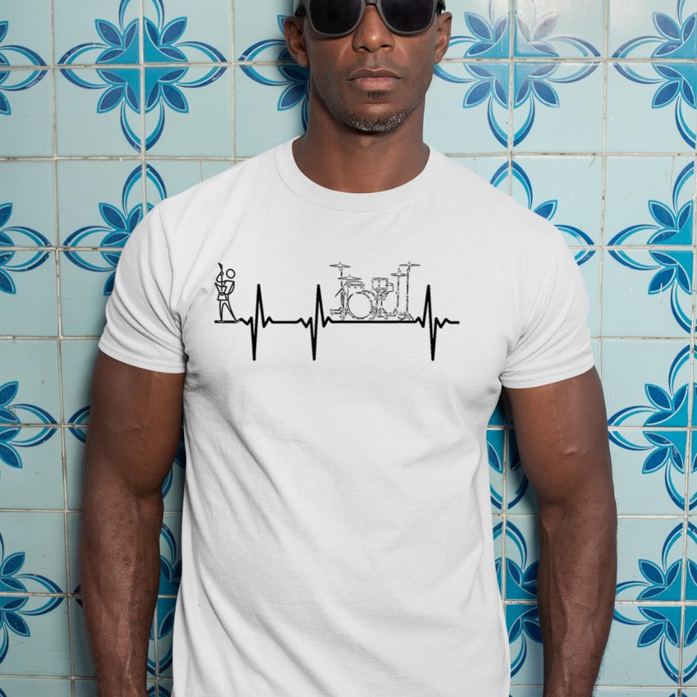 Drum Set Heartbeat Guitar Musician Drum Player Guitar Player T-Shirt