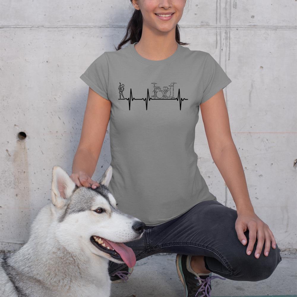 Drum Set Heartbeat Guitar Musician Drum Player Guitar Player T-Shirt