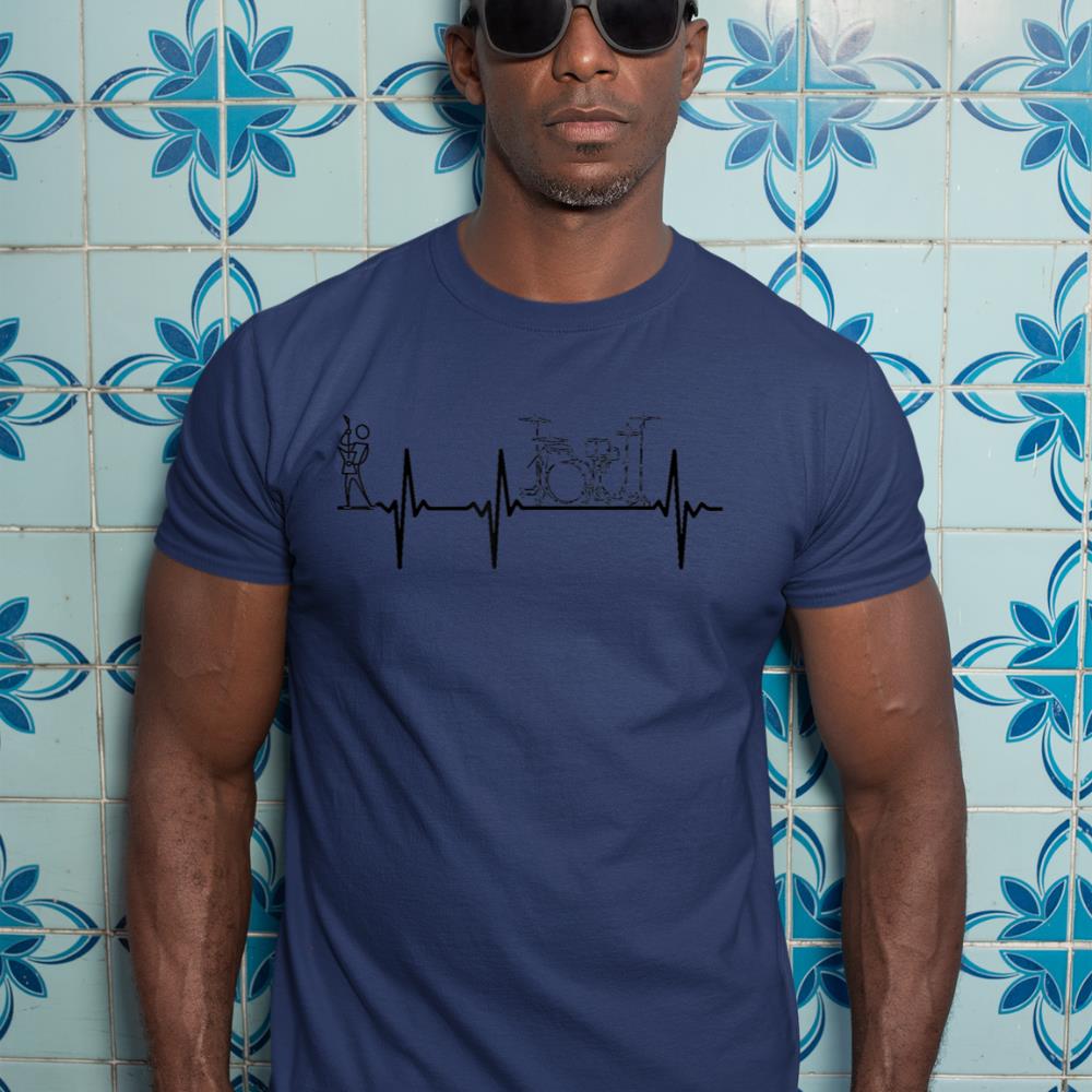 Drum Set Heartbeat Guitar Musician Drum Player Guitar Player T-Shirt