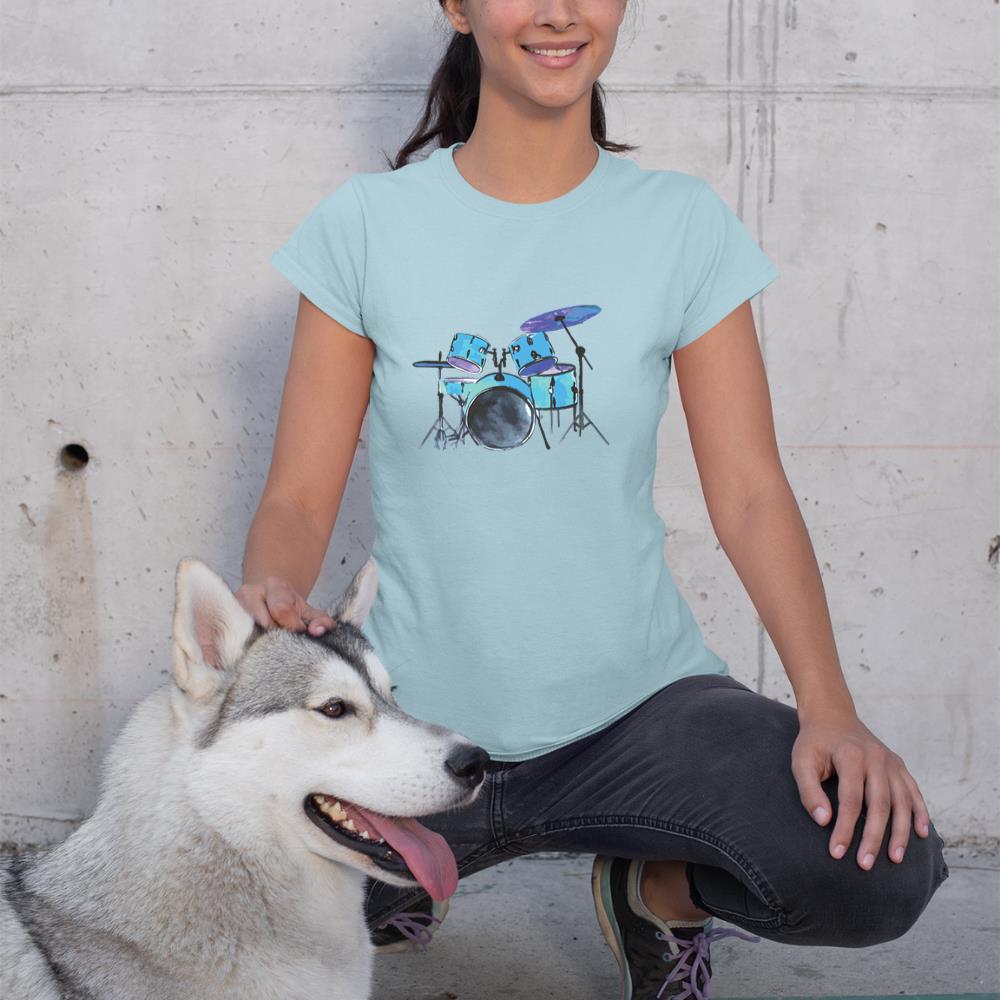 Drum Set Watercolor Drummer Musician Drumsticks Long Sleeve T-Shirt