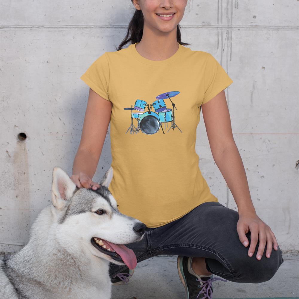 Drum Set Watercolor Drummer Musician Drumsticks Long Sleeve T-Shirt