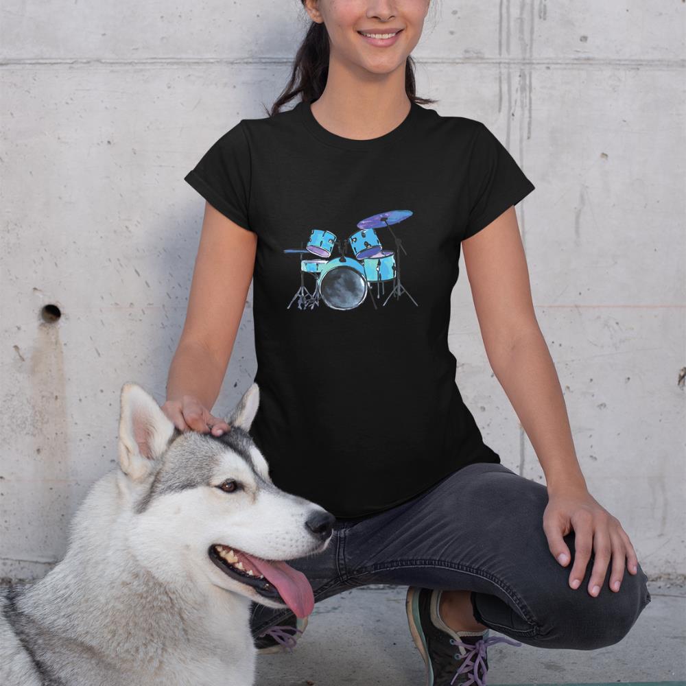 Drum Set Watercolor Drummer Musician Drumsticks Long Sleeve T-Shirt