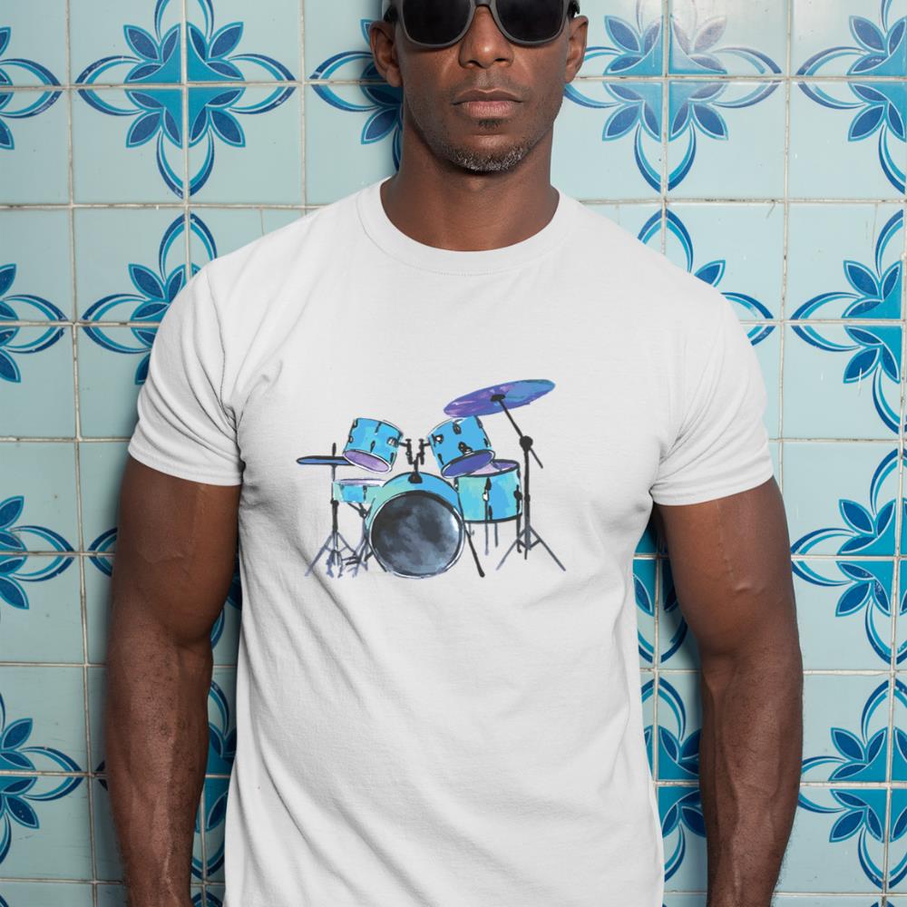 Drum Set Watercolor Drummer Musician Drumsticks Long Sleeve T-Shirt