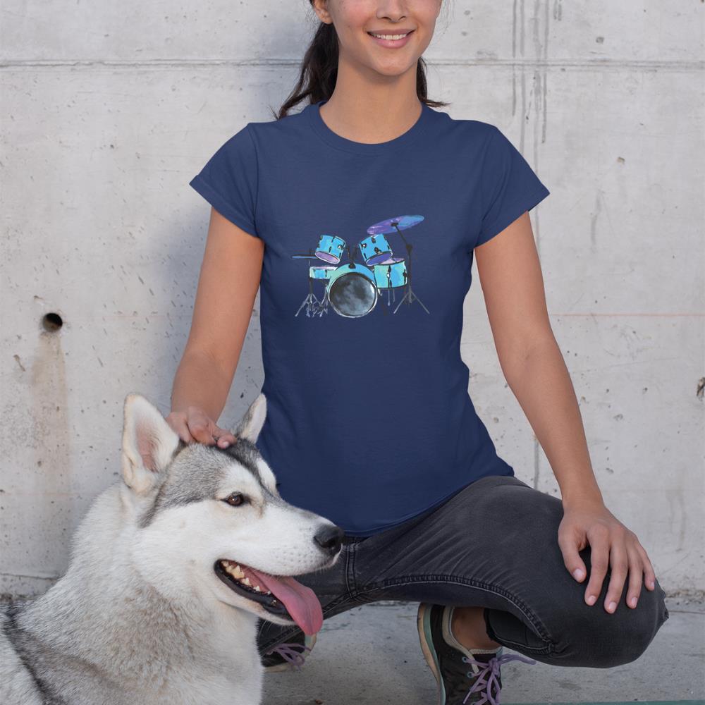 Drum Set Watercolor Drummer Musician Drumsticks Long Sleeve T-Shirt