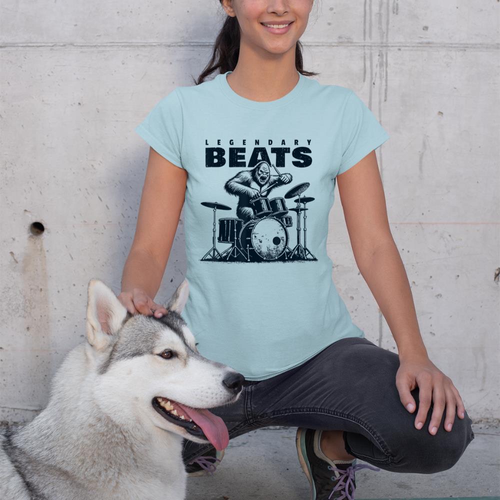 Drummer Bigfoot Drums Percussionist Sasquatch Drumming T-Shirt