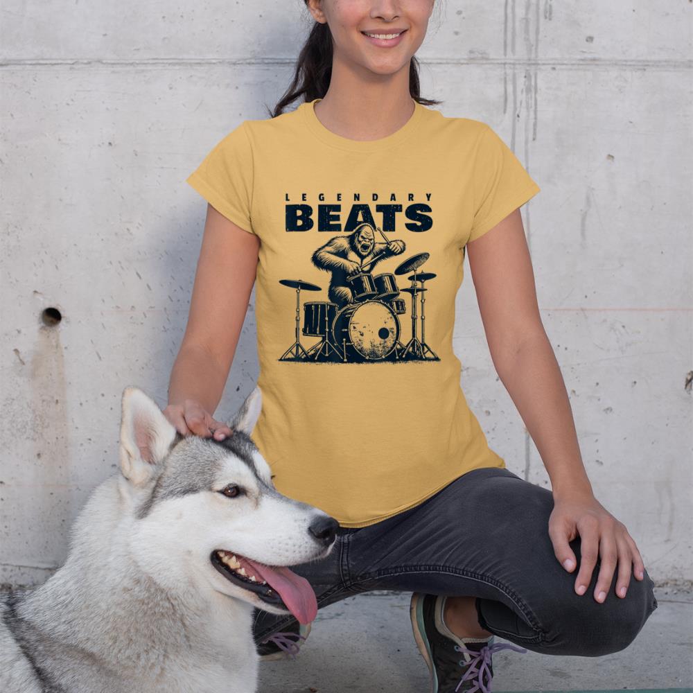 Drummer Bigfoot Drums Percussionist Sasquatch Drumming T-Shirt