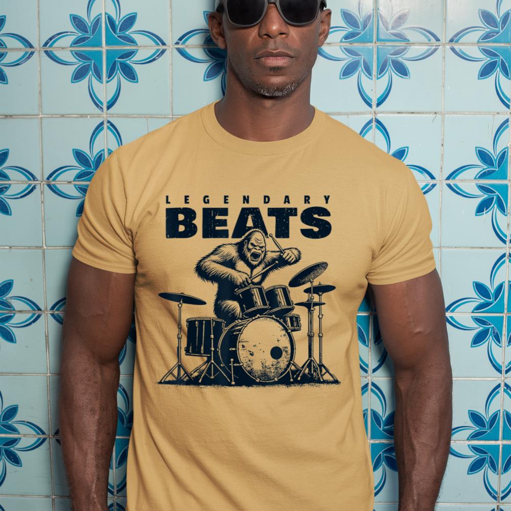 Drummer Bigfoot Drums Percussionist Sasquatch Drumming T-Shirt