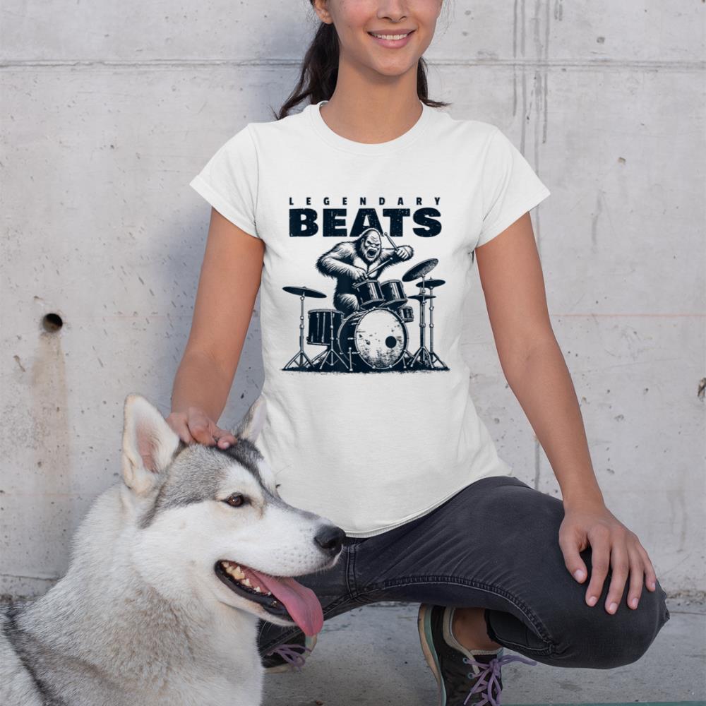 Drummer Bigfoot Drums Percussionist Sasquatch Drumming T-Shirt