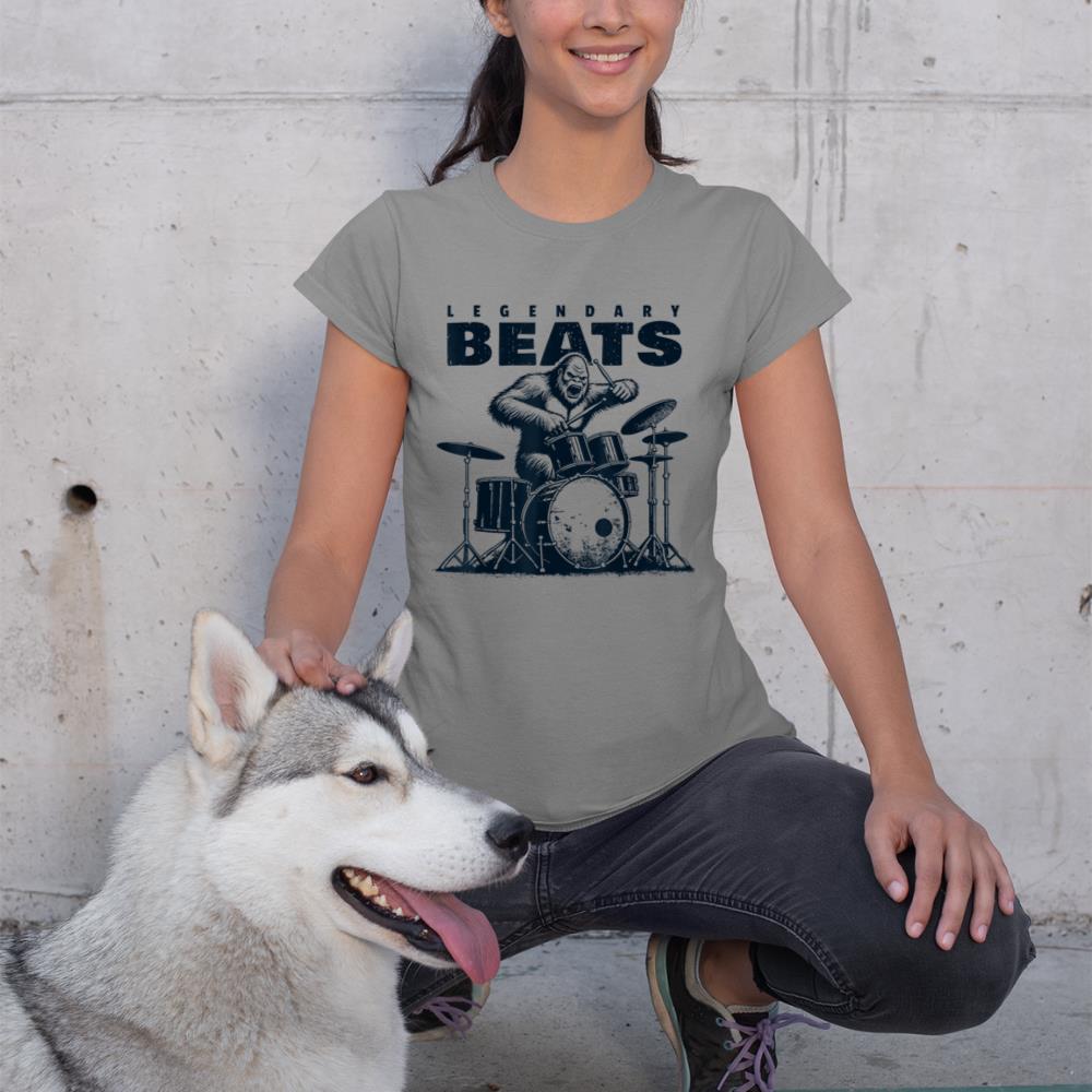 Drummer Bigfoot Drums Percussionist Sasquatch Drumming T-Shirt