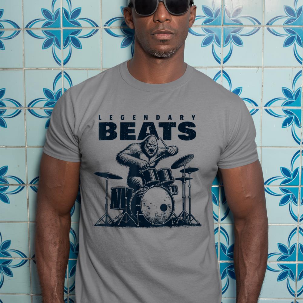 Drummer Bigfoot Drums Percussionist Sasquatch Drumming T-Shirt