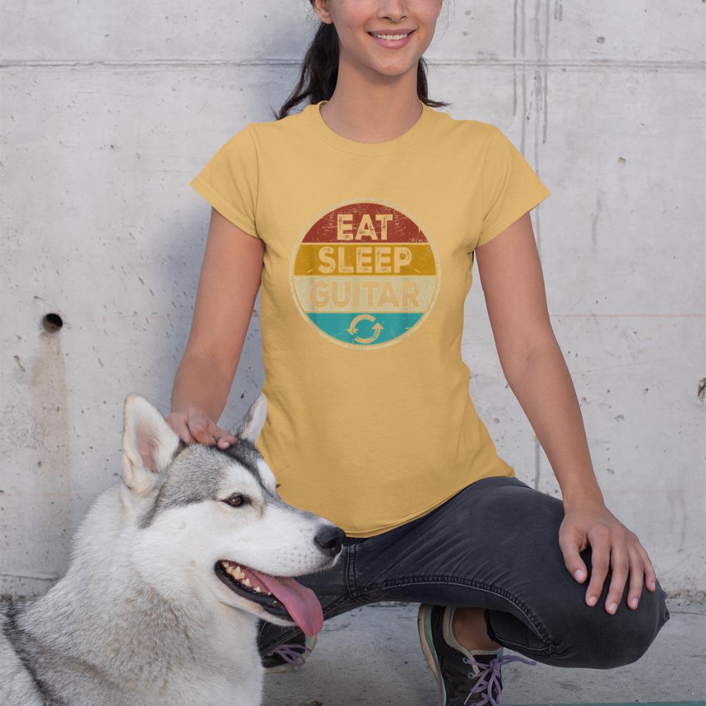 Funny Guitarist player Retro Vintage Eat Sleep Guitar Repeat T-Shirt