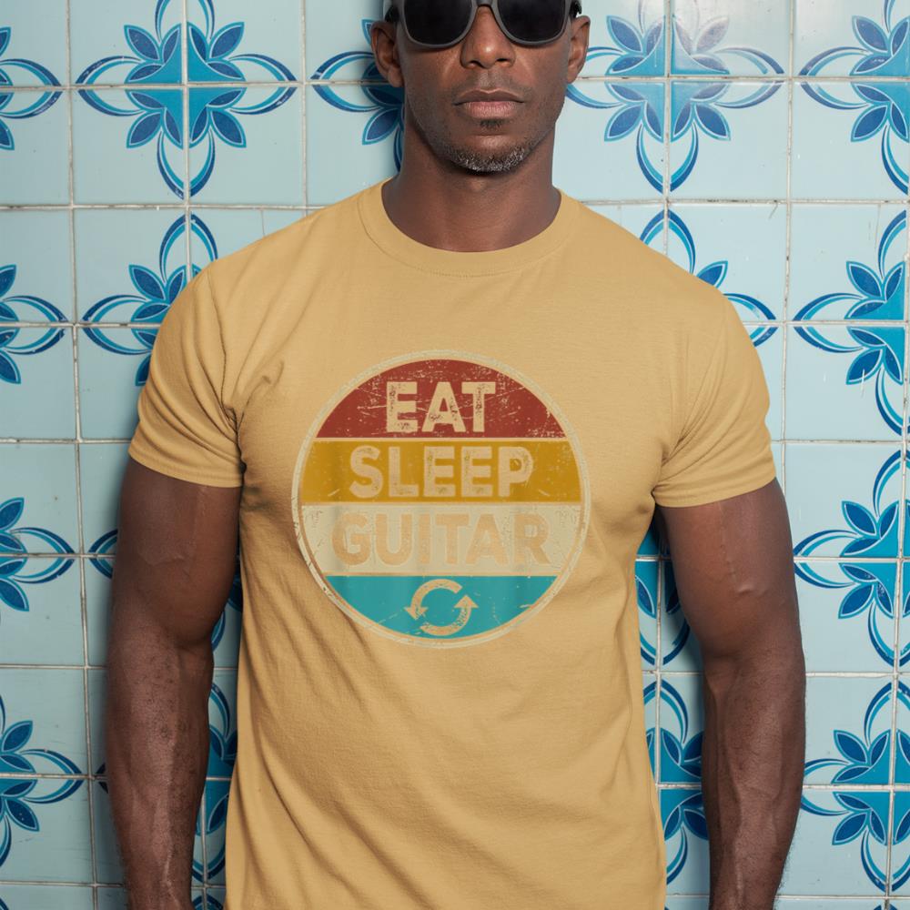 Funny Guitarist player Retro Vintage Eat Sleep Guitar Repeat T-Shirt
