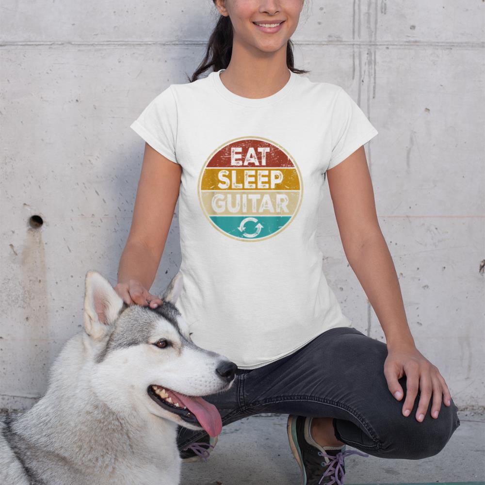 Funny Guitarist player Retro Vintage Eat Sleep Guitar Repeat T-Shirt