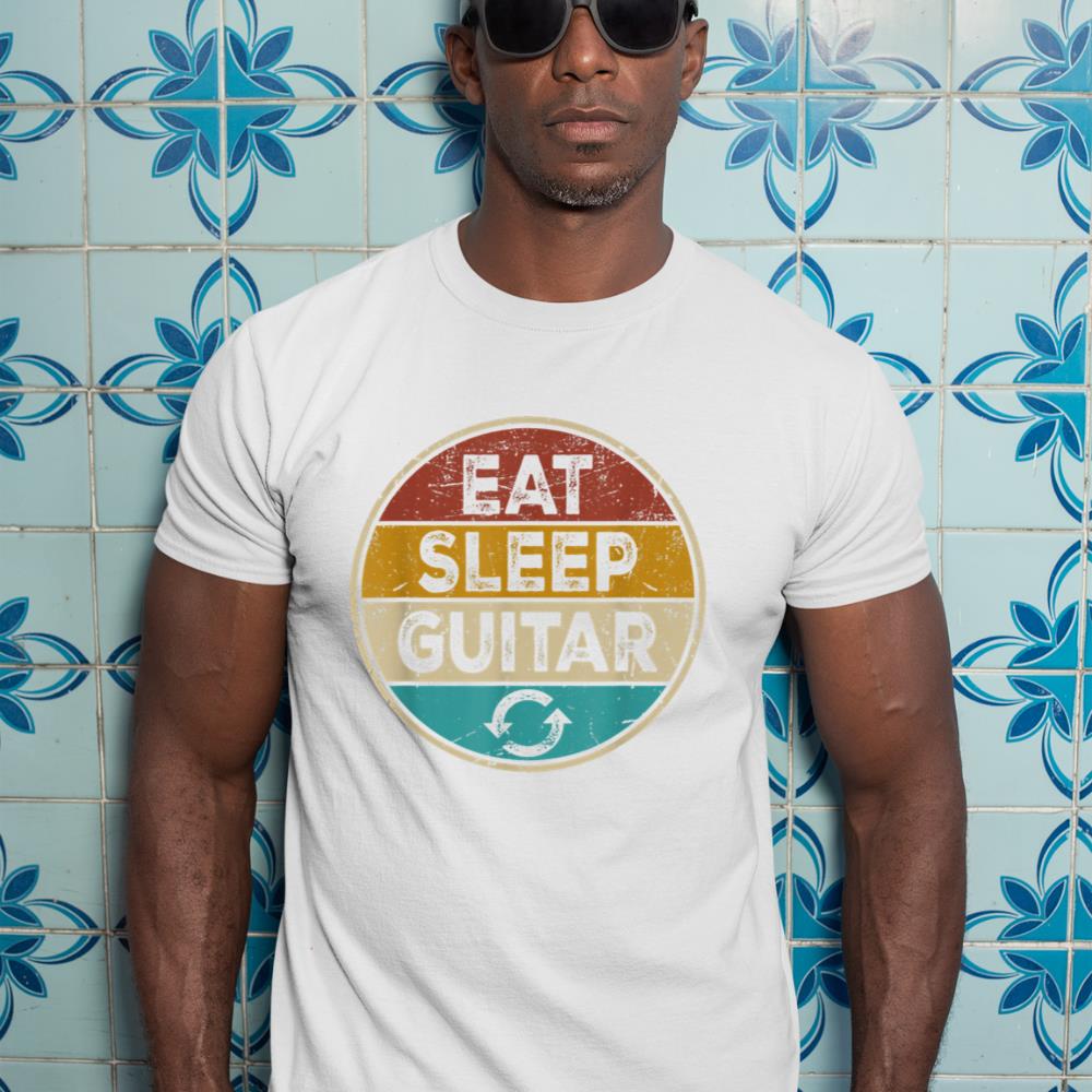 Funny Guitarist player Retro Vintage Eat Sleep Guitar Repeat T-Shirt